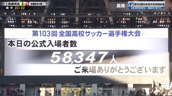 日本高中决赛5.8万人观战，上赛季中超最多上座国安vs泰山5.4万人