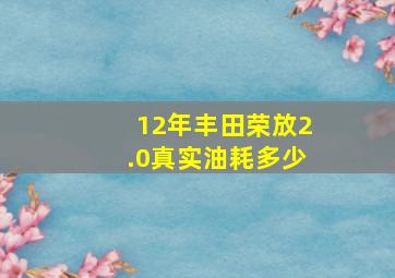 12年丰田荣放2.0真实油耗多少