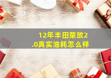 12年丰田荣放2.0真实油耗怎么样