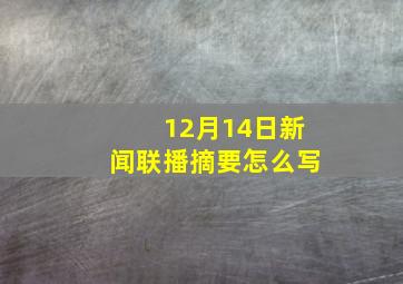 12月14日新闻联播摘要怎么写