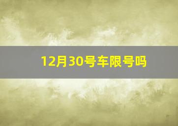 12月30号车限号吗