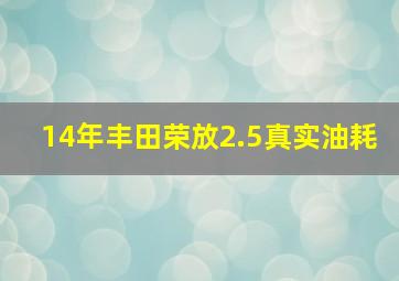 14年丰田荣放2.5真实油耗