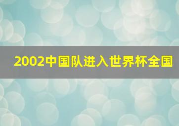 2002中国队进入世界杯全国