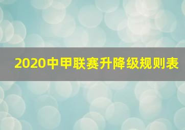 2020中甲联赛升降级规则表