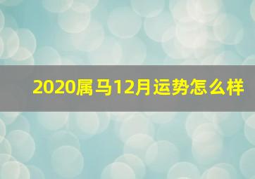 2020属马12月运势怎么样