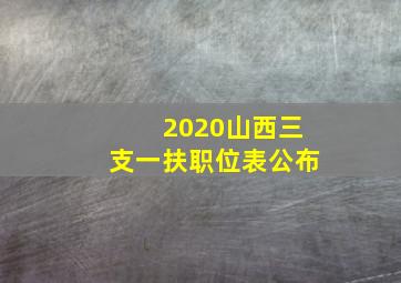 2020山西三支一扶职位表公布