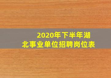 2020年下半年湖北事业单位招聘岗位表