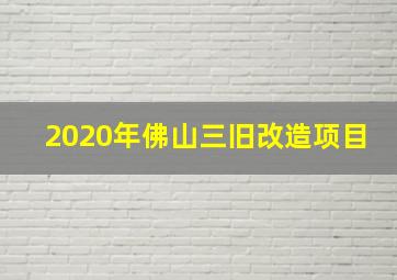 2020年佛山三旧改造项目