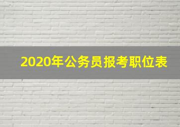 2020年公务员报考职位表