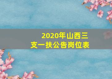 2020年山西三支一扶公告岗位表