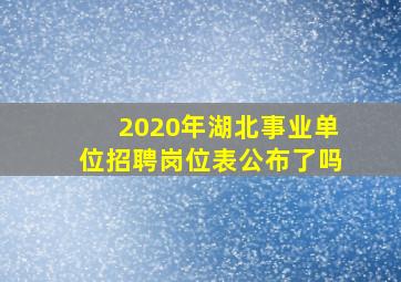 2020年湖北事业单位招聘岗位表公布了吗