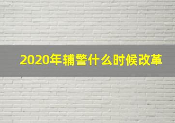 2020年辅警什么时候改革