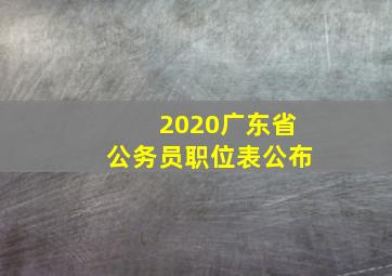 2020广东省公务员职位表公布