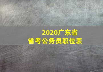 2020广东省省考公务员职位表