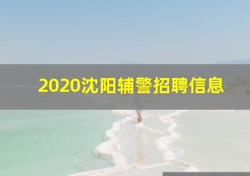 2020沈阳辅警招聘信息