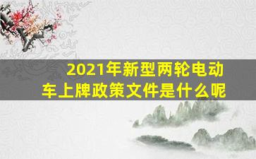 2021年新型两轮电动车上牌政策文件是什么呢