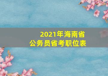 2021年海南省公务员省考职位表