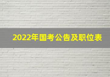 2022年国考公告及职位表