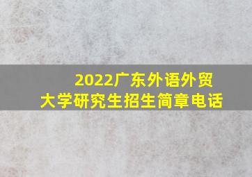 2022广东外语外贸大学研究生招生简章电话