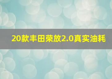 20款丰田荣放2.0真实油耗