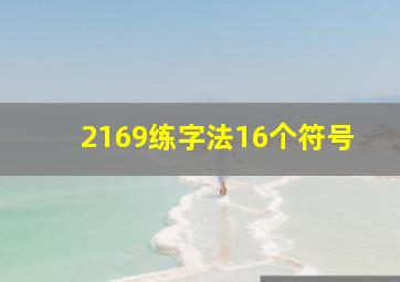 2169练字法16个符号