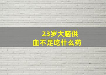 23岁大脑供血不足吃什么药