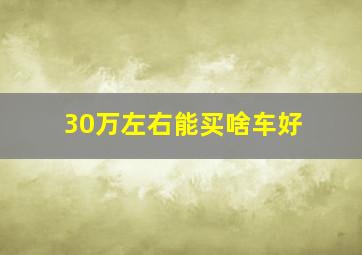 30万左右能买啥车好