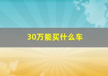 30万能买什么车