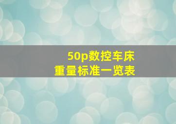 50p数控车床重量标准一览表