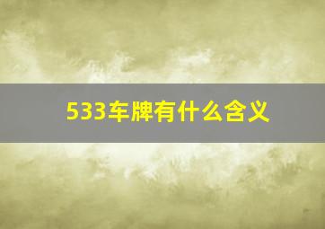 533车牌有什么含义