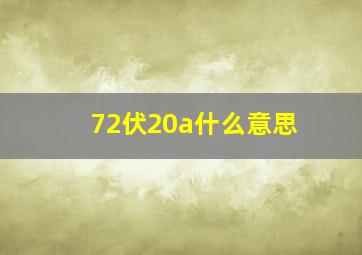 72伏20a什么意思