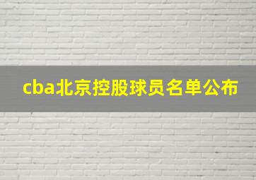 cba北京控股球员名单公布