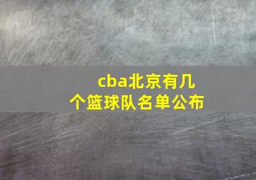 cba北京有几个篮球队名单公布