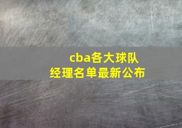 cba各大球队经理名单最新公布