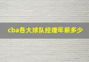 cba各大球队经理年薪多少