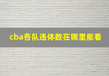 cba各队违体数在哪里能看