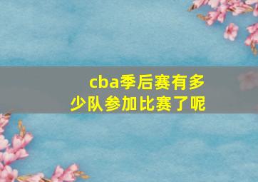 cba季后赛有多少队参加比赛了呢