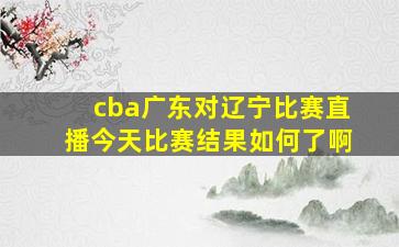 cba广东对辽宁比赛直播今天比赛结果如何了啊