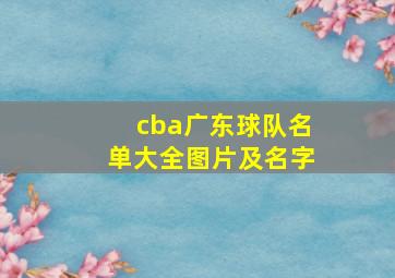 cba广东球队名单大全图片及名字