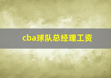 cba球队总经理工资