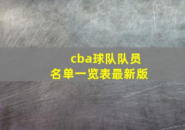 cba球队队员名单一览表最新版