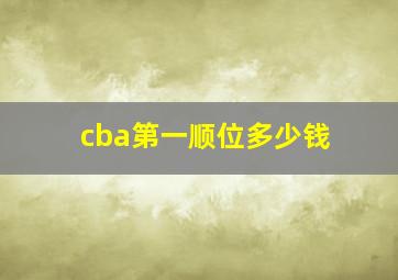 cba第一顺位多少钱