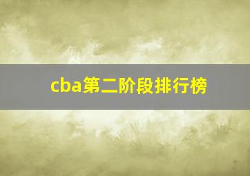 cba第二阶段排行榜