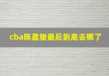 cba陈盈骏最后到底去哪了