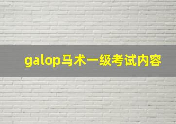 galop马术一级考试内容