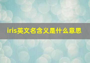 iris英文名含义是什么意思