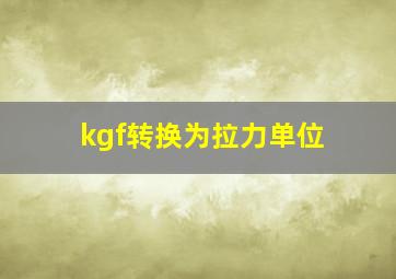 kgf转换为拉力单位