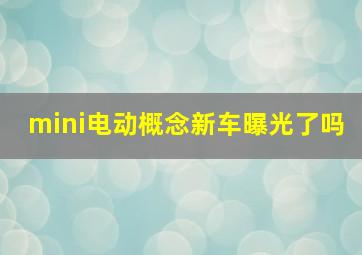 mini电动概念新车曝光了吗