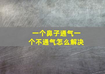 一个鼻子通气一个不通气怎么解决