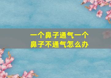 一个鼻子通气一个鼻子不通气怎么办